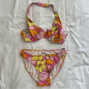Retro Vintage High Waisted Floral Bikini Set